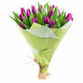  Belek Florist 25 purple tulips bouquet