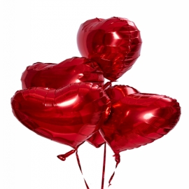  Заказ цветов в Белек  5 красных гелиевых шаров в форме сердца