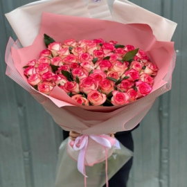  Цветок в Белек  розовые розы 71 шт.
